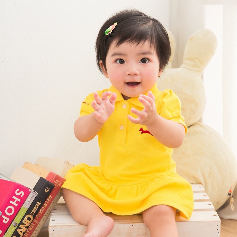 純棉網眼Polo包屁裙 耀眼黃經典款 - 嬰兒連身衣/包被/包巾 - 棉．麻 黃色