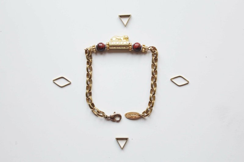 [Emerald.3] Lucky Tiger child red tiger eye bracelet brass - สร้อยข้อมือ - โลหะ สีแดง