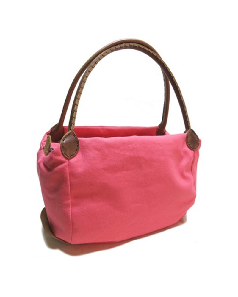 反耳手提肩背兩用包  / 小款 / 粉色紅 - 手提包/手提袋 - 棉．麻 粉紅色