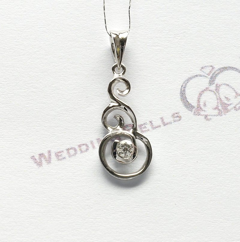 PT950 Platinum Twisted Diamond Pendant / Fantasy Ribbon (Free Shipping) - Necklaces - Diamond White