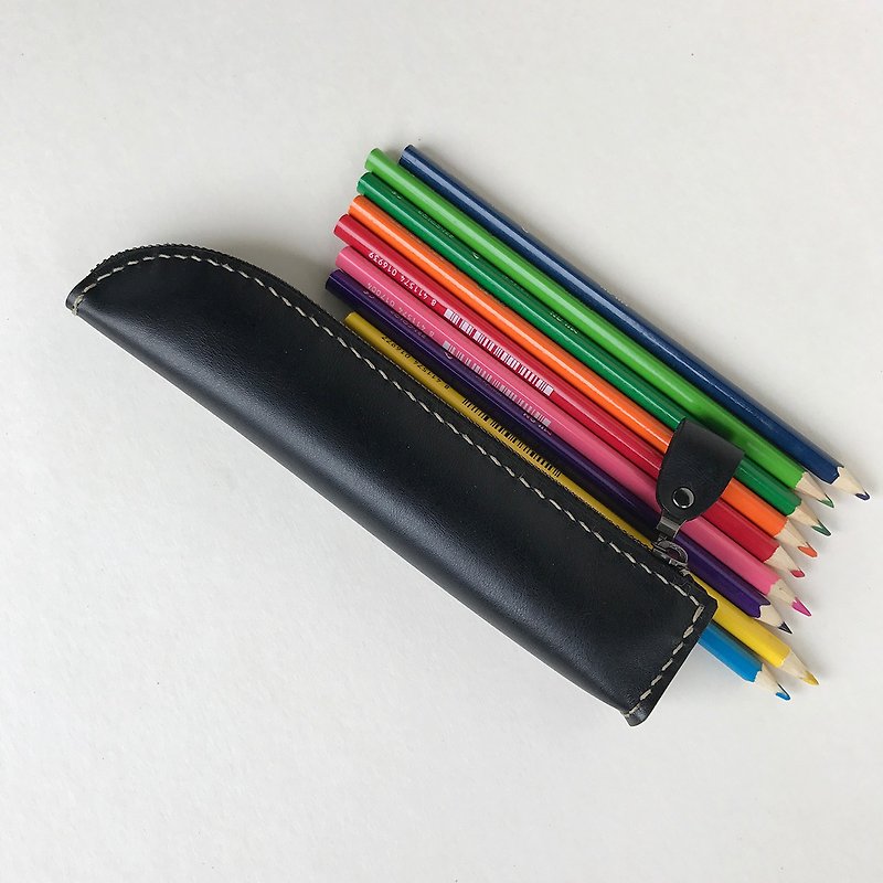 Meniscus Leather Pencil Case Jazz Black - กล่องดินสอ/ถุงดินสอ - หนังแท้ สีดำ
