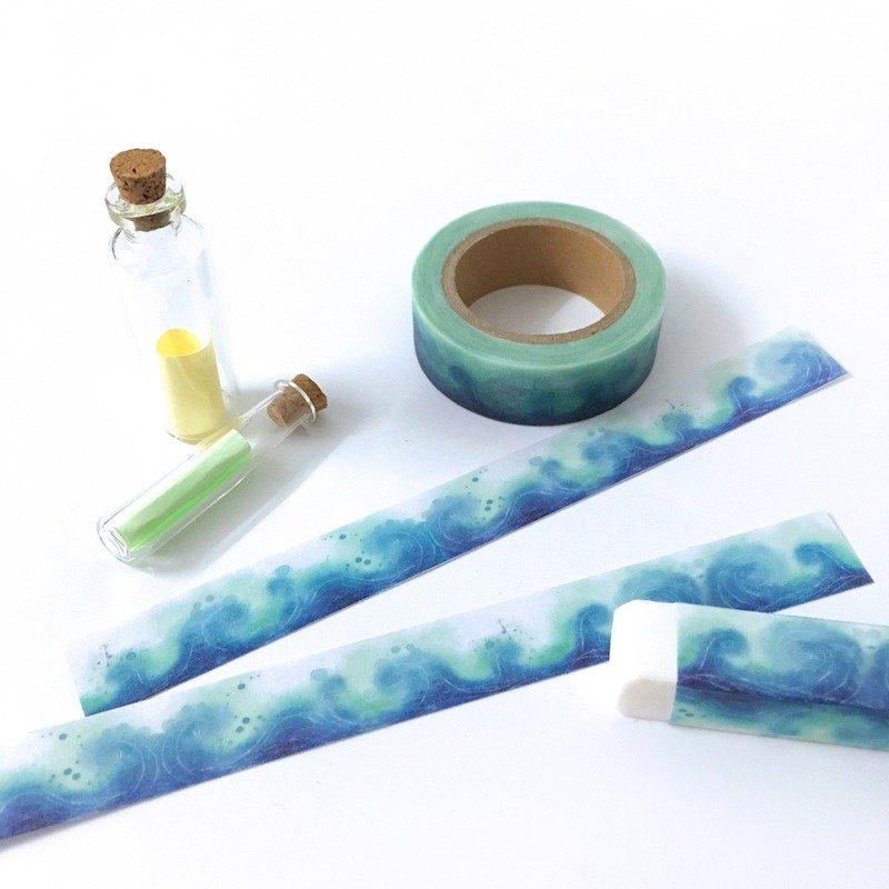 Aloha 和紙膠帶 水何潺潺 - 紙膠帶/和紙/PET - 紙 多色