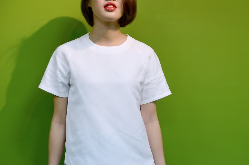 【HIKIDASHI]ラックランドスリーブ白いシャツ - トップス - コットン・麻 ホワイト