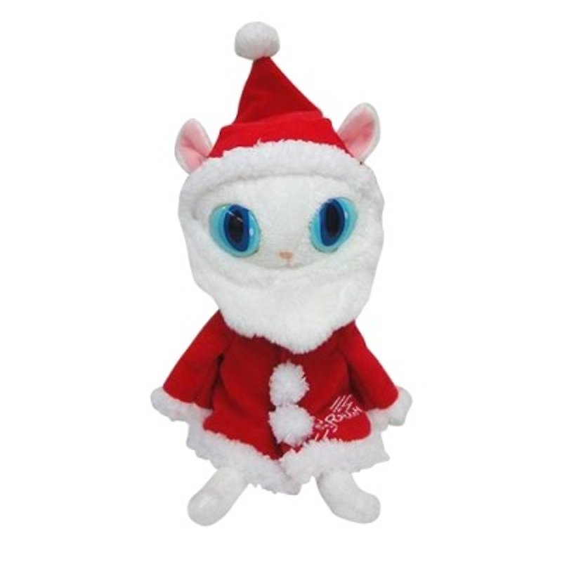 [Christmas Edition] Japanese Blue Cat Fluff Doll (14CM)_White - Stuffed Dolls & Figurines - Other Materials Multicolor