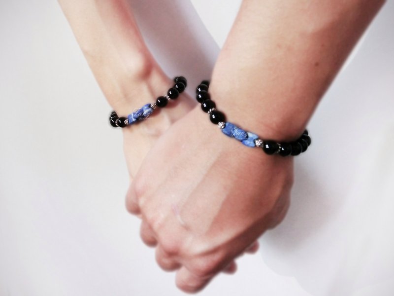 ❖Fang❖ [to join] couple models Series / tightly interlocking / lapis lazuli bracelet bracelet Kits Valentine / F150123 - Bracelets - Gemstone Blue