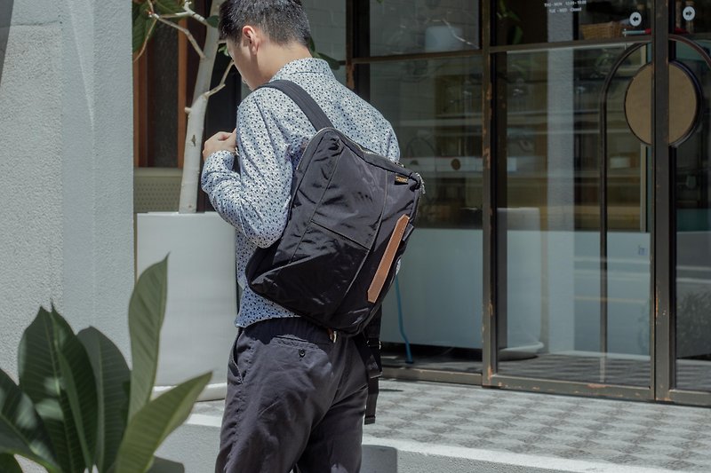 14" 3way Briefcase/hand bag/shoulder bag/cross bag/backpack/laptop(Black) - กระเป๋าเอกสาร - หนังแท้ 