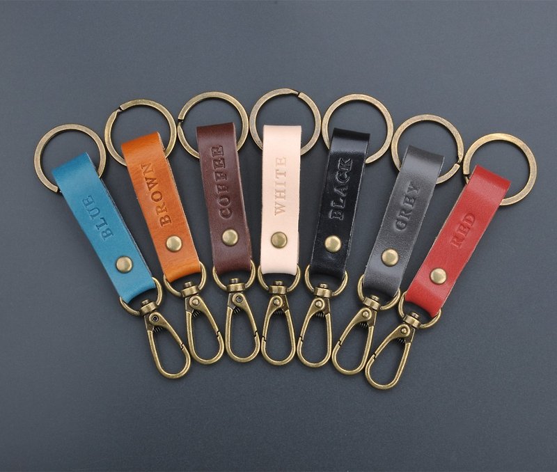 Personalized Handcrafted genuine leather keychain car key holder key fob free st - เครื่องหนัง - หนังแท้ 