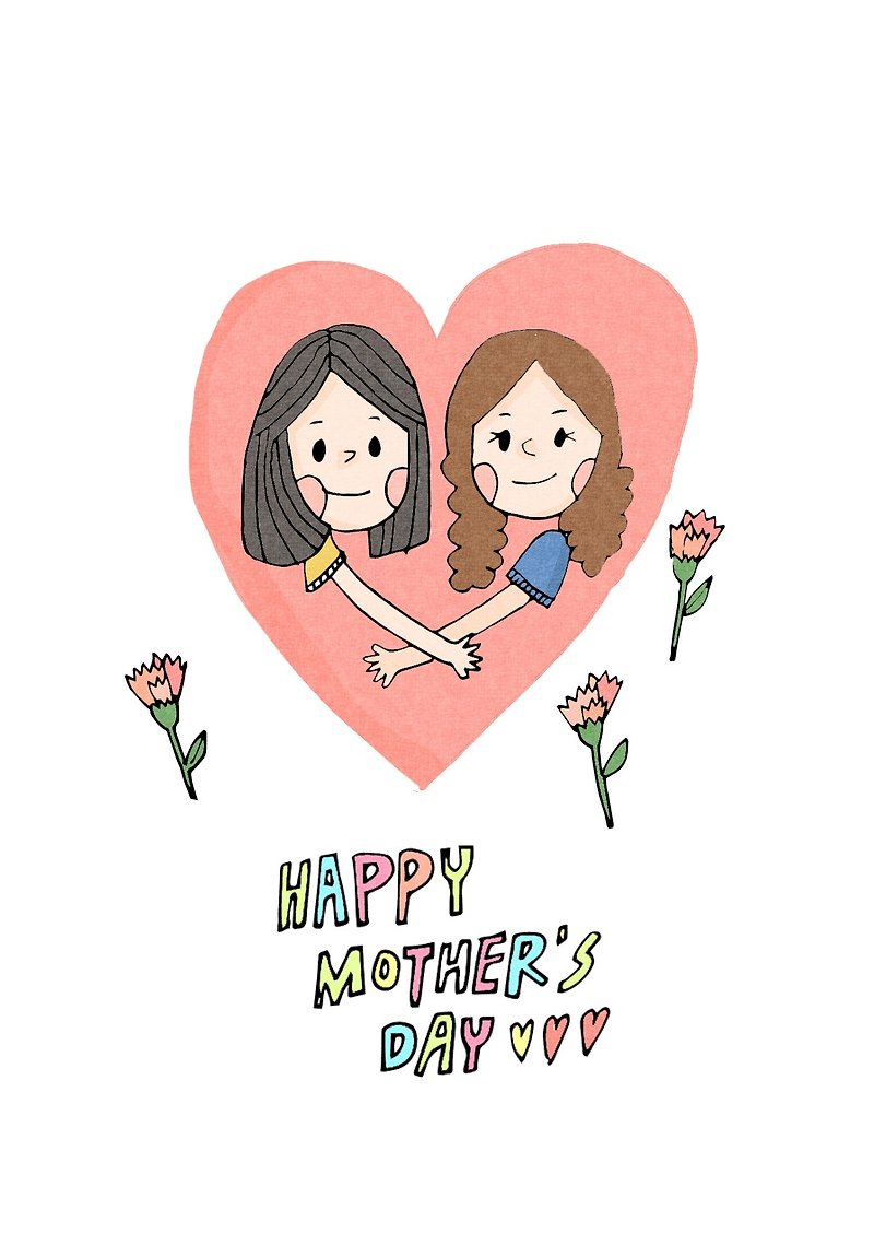 Happy Mother's Day D01 | illustration postcard - Cards & Postcards - Paper Pink