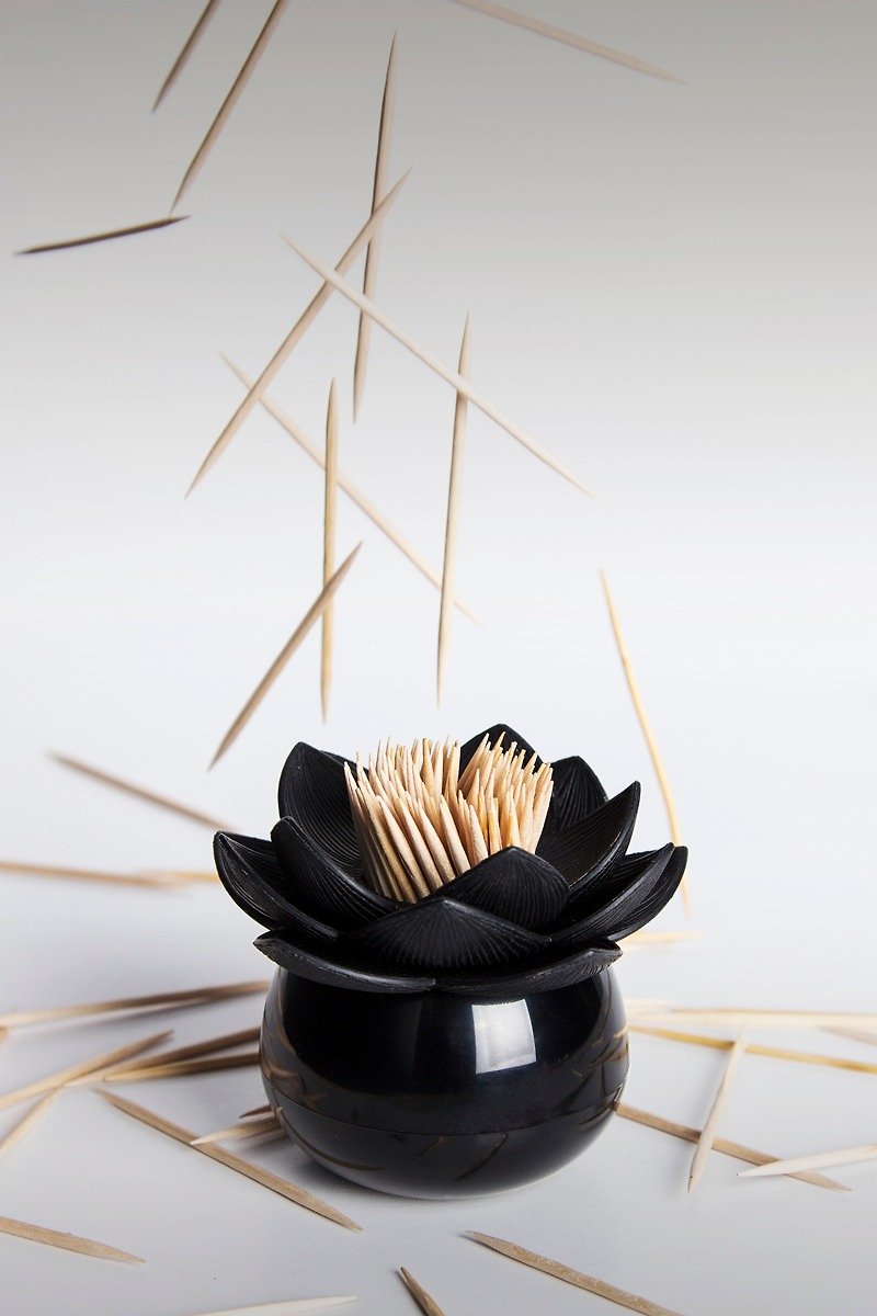 QUALY Lotus Good Pick-Toothpick Jar - อื่นๆ - พลาสติก สีดำ