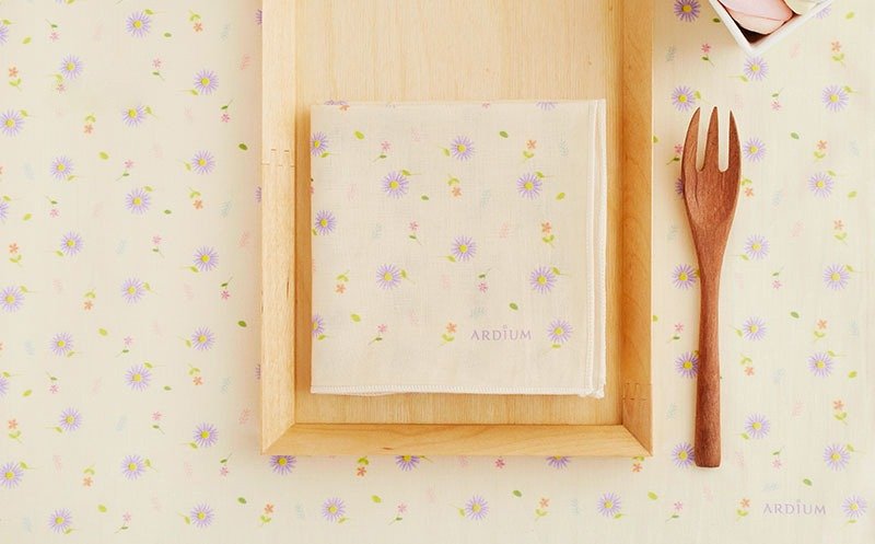 ARDIUM 棉質手帕 - 小雛菊 - 絲巾 - 棉．麻 紫色