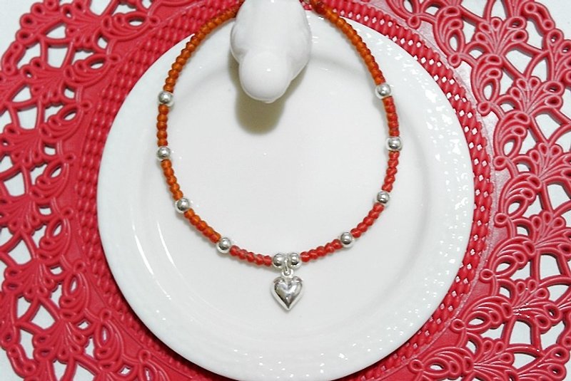Thai silk wax line X silver _ sweetheart love / / can choose the color / / - limited * 1- # Valentine's Day - สร้อยข้อมือ - ขี้ผึ้ง สีแดง