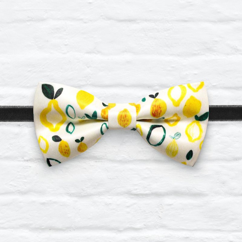 Style 0039  田園檸檬　印花 系列 領結 Garden Lemon pattern bowtie - 頸圈項鍊 - 其他材質 黃色