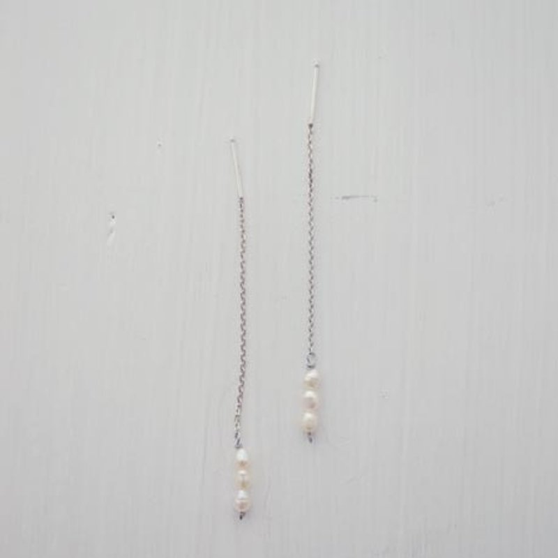 Pearl natural Gemstone sterling silver earrings - Earrings & Clip-ons - Pearl White