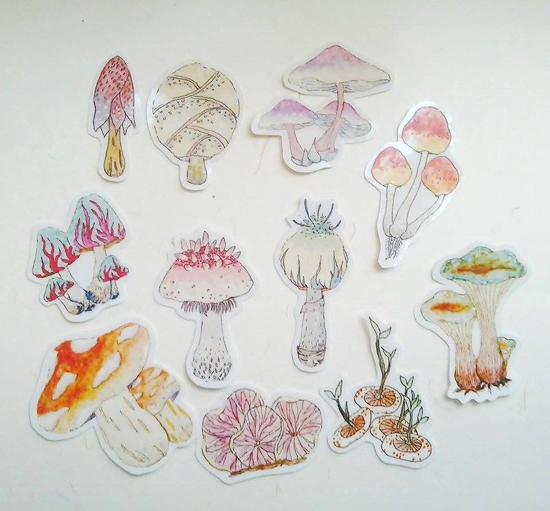 Forest mushroom stickers - สติกเกอร์ - กระดาษ สีกากี