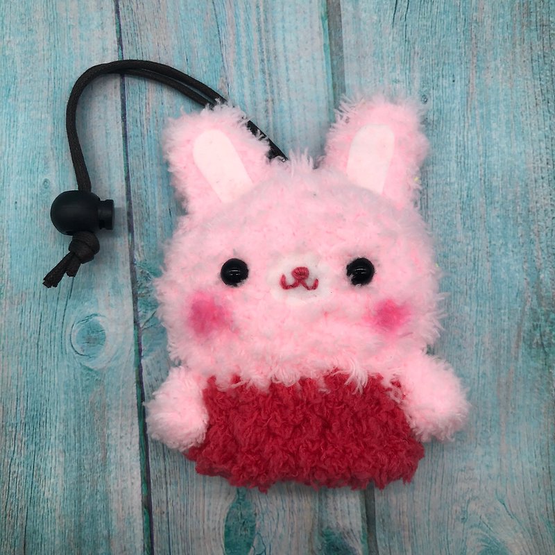 蓓比兔 四種尺寸 毛線編織  鑰匙包  鑰匙收納  鑰匙袋 - 鑰匙圈/鎖匙扣 - 其他人造纖維 粉紅色