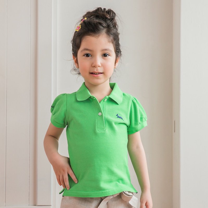 Pure Cotton Mesh Polo Shirt Princess Sleeve Turquoise Classic - Tops & T-Shirts - Cotton & Hemp Green