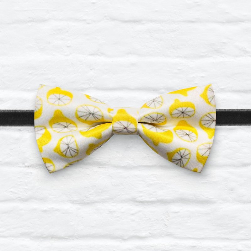 Style 0025  小小檸檬黃 印花 系列 領結 Little Lemon pattern bowtie - 頸圈項鍊 - 其他材質 黃色