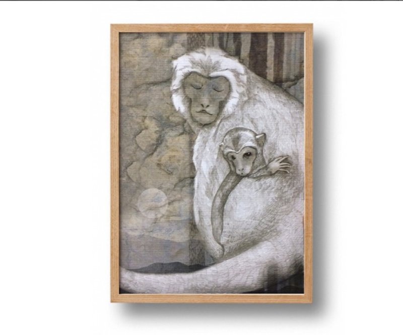 Mother's Day Card Embrace the Future Embrace the Good Thing Taiwan Macaque Postcard - การ์ด/โปสการ์ด - กระดาษ ขาว