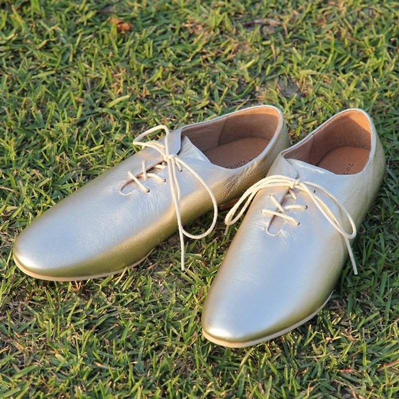 【Off-season sale】Two-way Genuine Leather Jazz shoes - รองเท้าอ็อกฟอร์ดผู้หญิง - หนังแท้ สีทอง