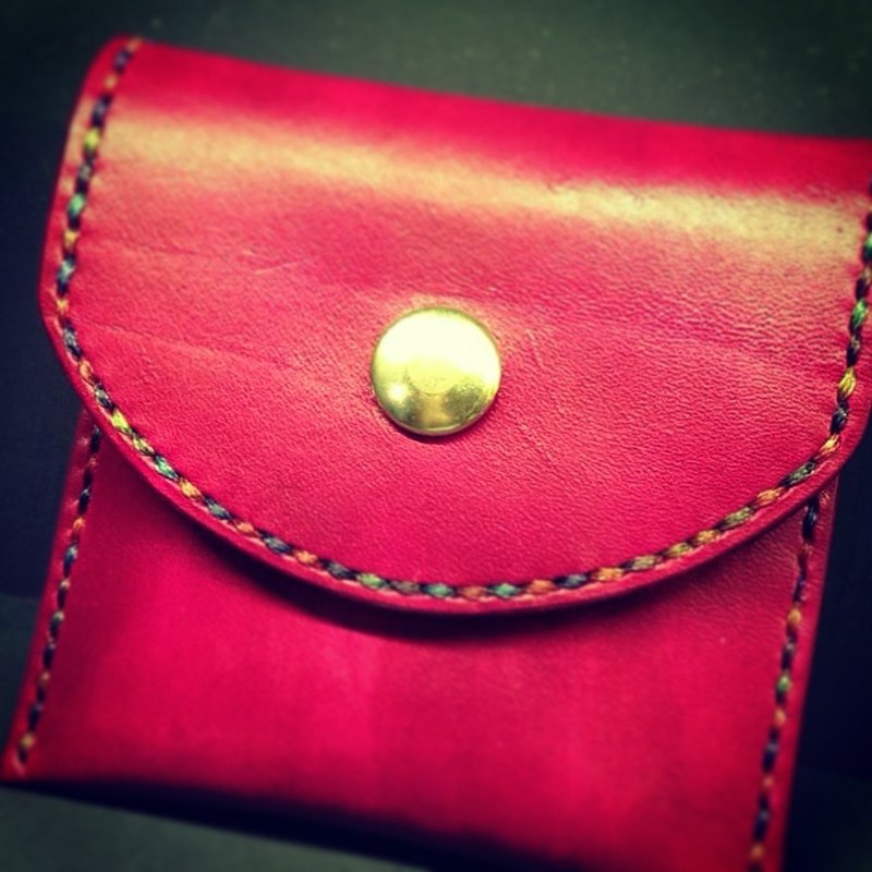 Hand-made hand-dyed leather coin purse (free printing and embroidering) - กระเป๋าใส่เหรียญ - หนังแท้ หลากหลายสี