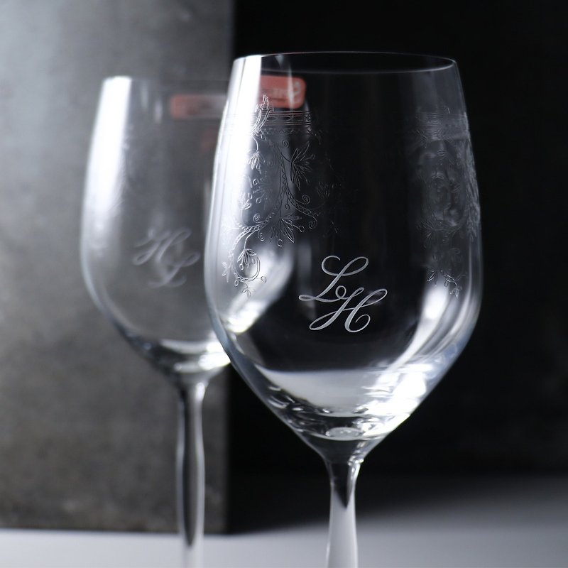 (Pair Price) 340cc [Germany SPIEGELAU] Wedding Swash Design Platinum Pair Cup - แก้วไวน์ - แก้ว สีเทา