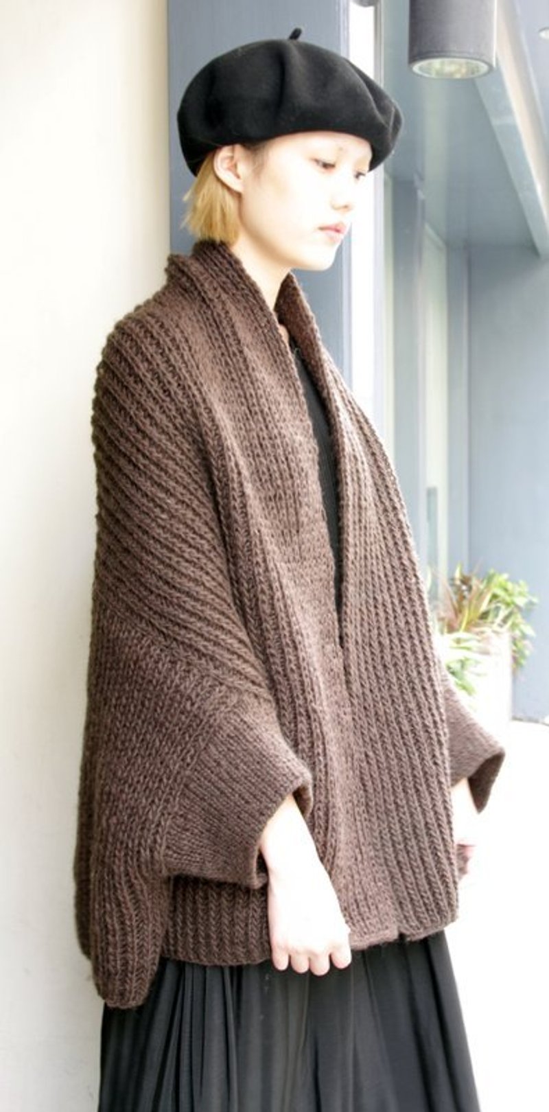 羊毛手織小外套_咖啡 - ジャケット - その他の素材 ブラウン