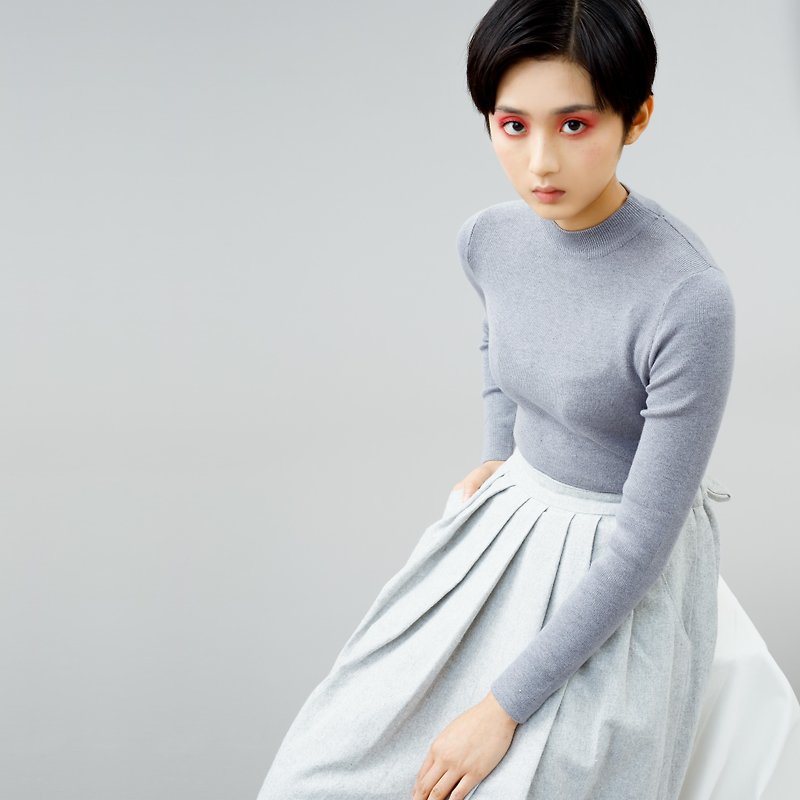 ラビット真央Xiaoli襟ニットトップス - ニット・セーター - その他の素材 ホワイト