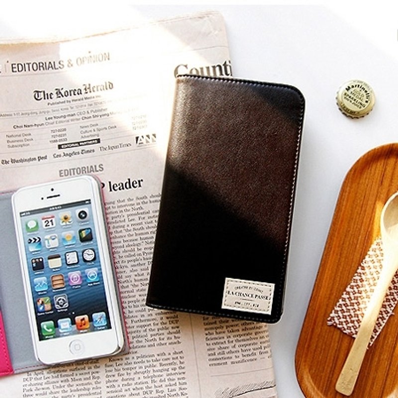 Dessin x Iconic- notebook phone holster (Galaxy Note2) - brown, ICO98081 - เคส/ซองมือถือ - หนังแท้ สีนำ้ตาล