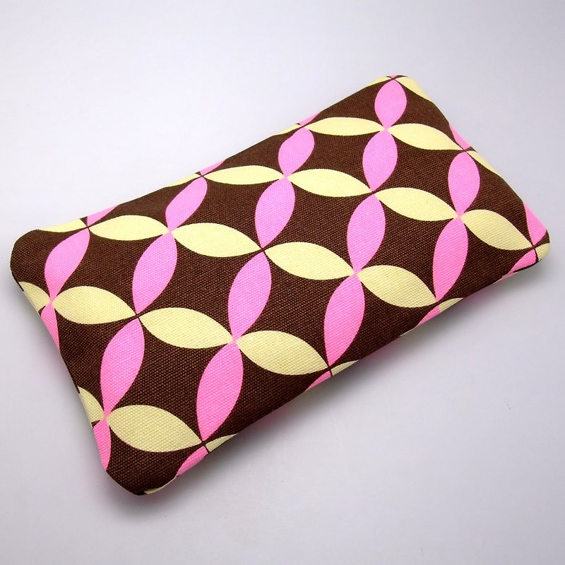 拉鍊收納布包，化妝袋，筆袋，手拿包 (美麗的圖案) (ZL-12) - 化妝包/收納袋 - 棉．麻 粉紅色