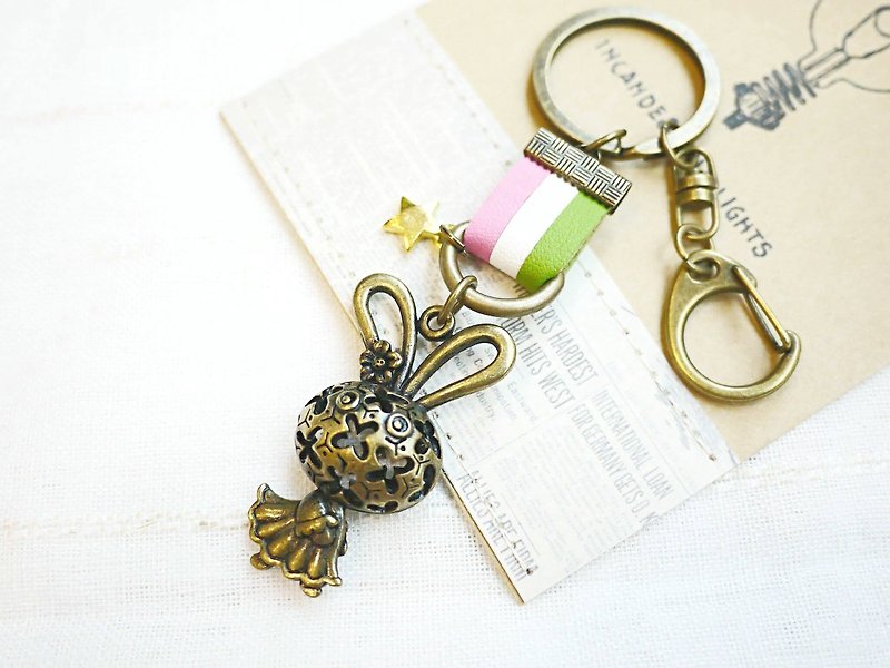 Paris. Happy handiwork. Suede cutout charm keychain. bunny boy or girl - Charms - Other Metals Multicolor