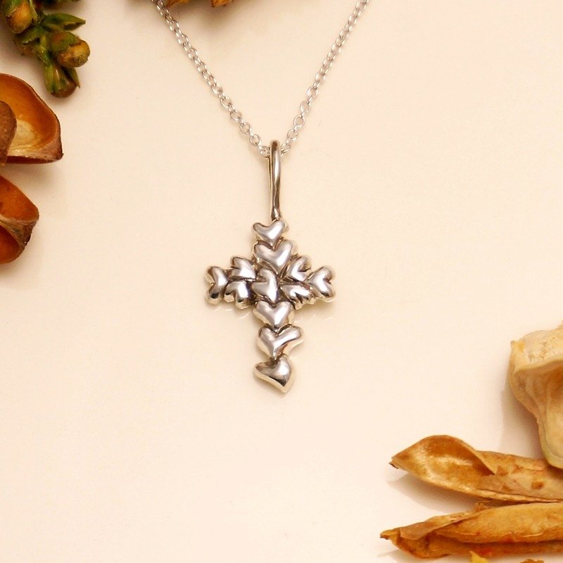Fancy Moon* quality‧Cross necklace‧925 sterling silver - สร้อยคอ - โลหะ ขาว