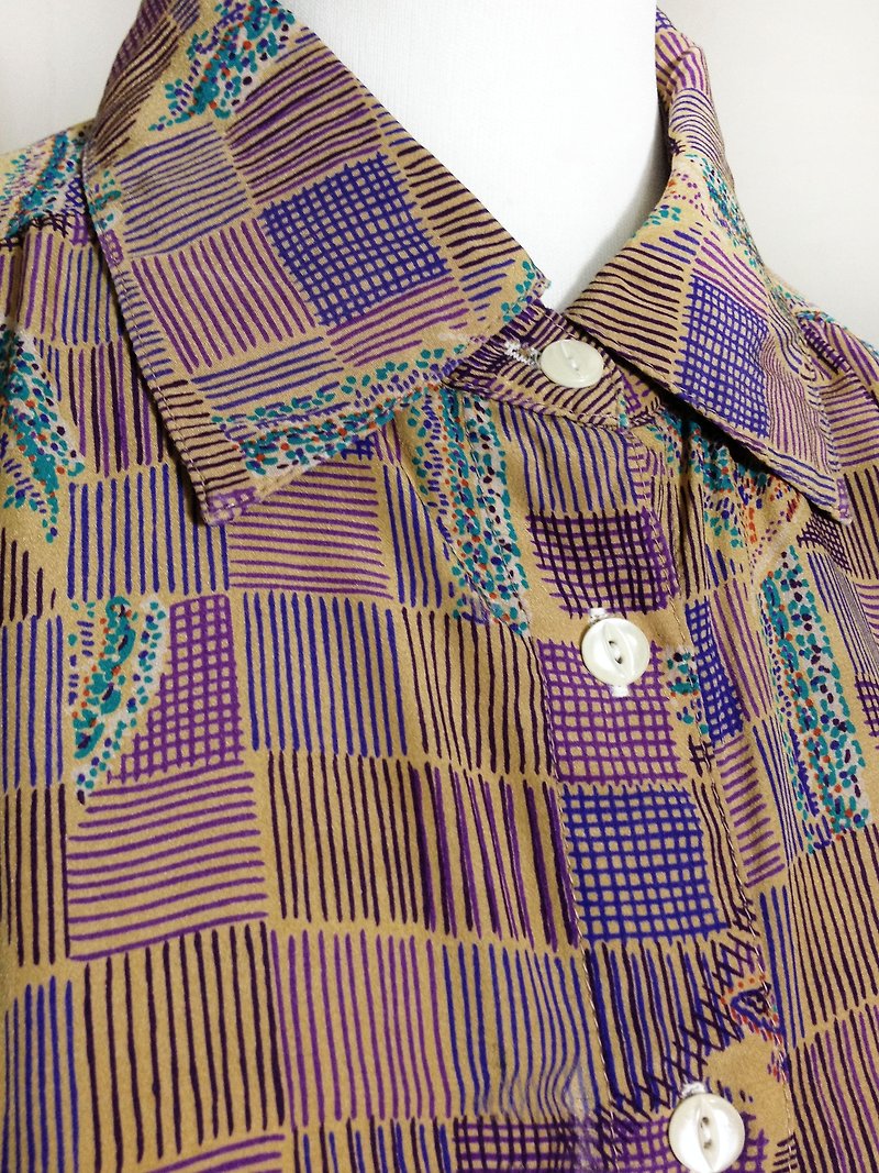 Ping-pong vintage [vintage shirt / vintage geometric Plaid shirt] abroad back to quality selection VINTAGE - Women's Shirts - Other Materials Multicolor
