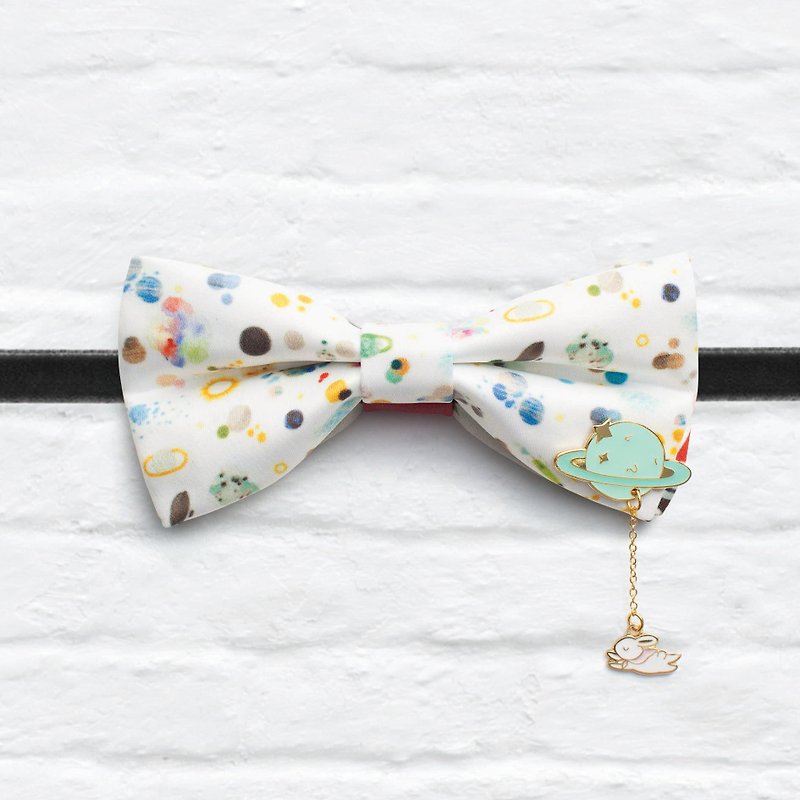 Style 0136 Bowtie with decorative pins - Modern Boys Bowtie, Toddler Bowtie Toddler Bow tie, Groomsmen bow tie, Pre Tied and Adjustable Novioshk - Chokers - Other Materials White