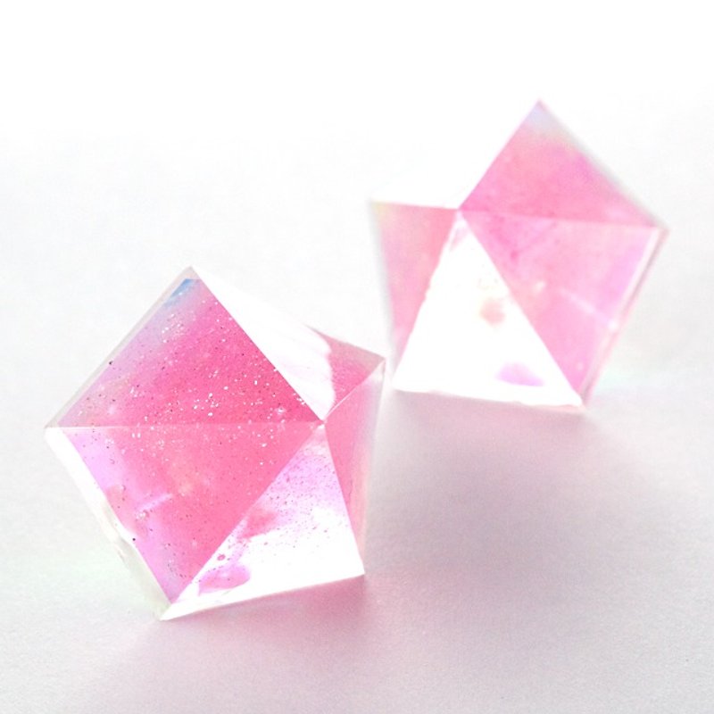 Pentagon earrings (jambu) - Earrings & Clip-ons - Other Materials Pink