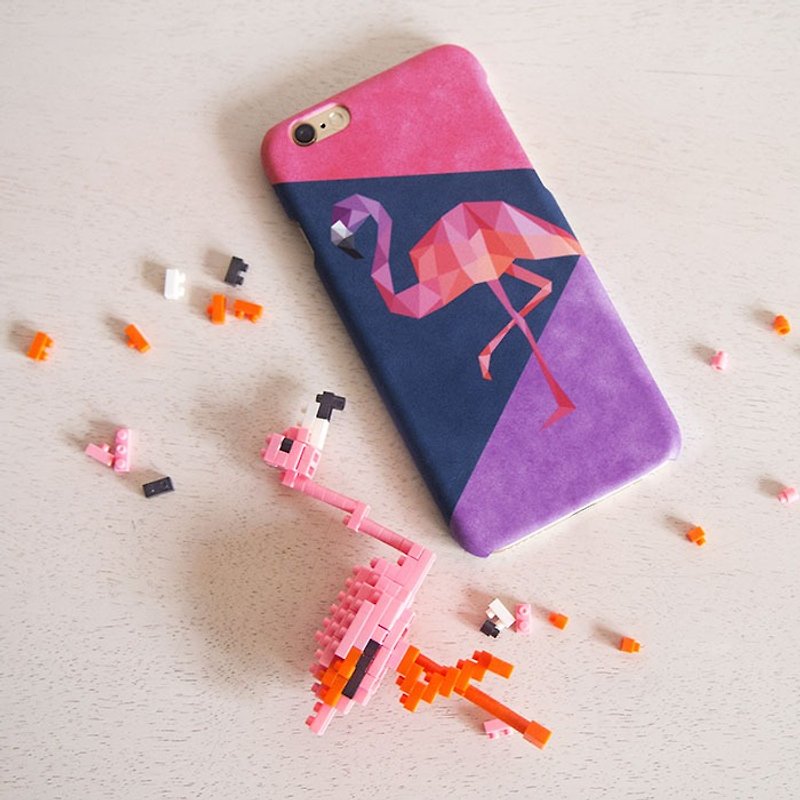 Geometric Flamingo iPhone case 手機殼 เคสฟรามิงโก้ - เคส/ซองมือถือ - พลาสติก สีม่วง