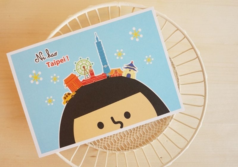 FiFi シティ シリーズ ポストカード－NiHao Taipei - カード・はがき - 紙 ブルー
