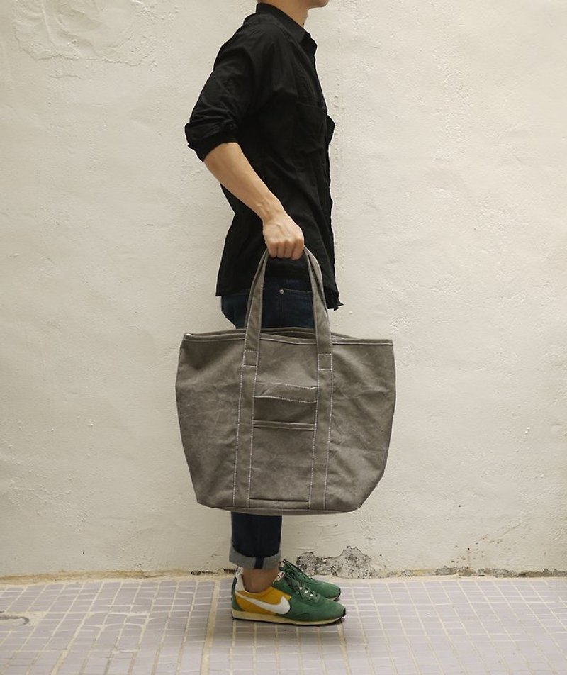 Orly 2 Ways Tote Bag M — Stone Washed Canvas - กระเป๋าถือ - วัสดุอื่นๆ 