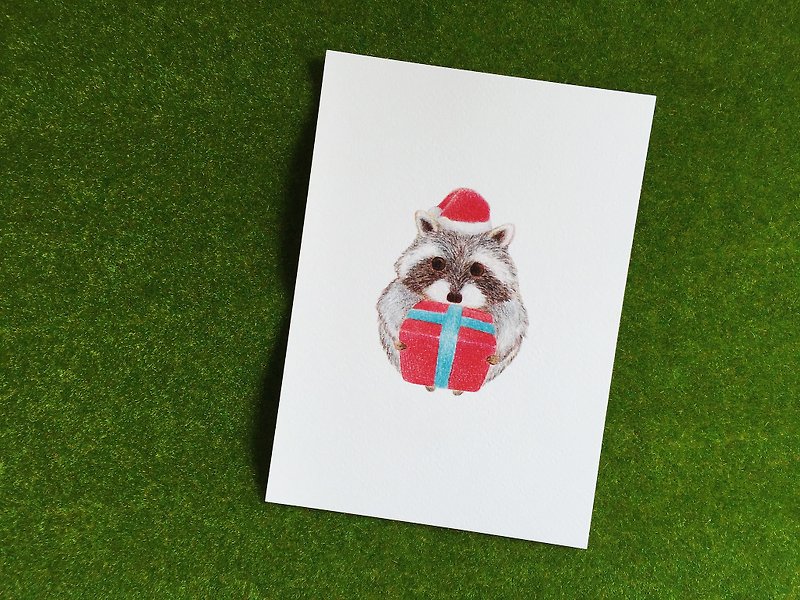 アライグマ - クリスマスカード - カード・はがき - 紙 レッド