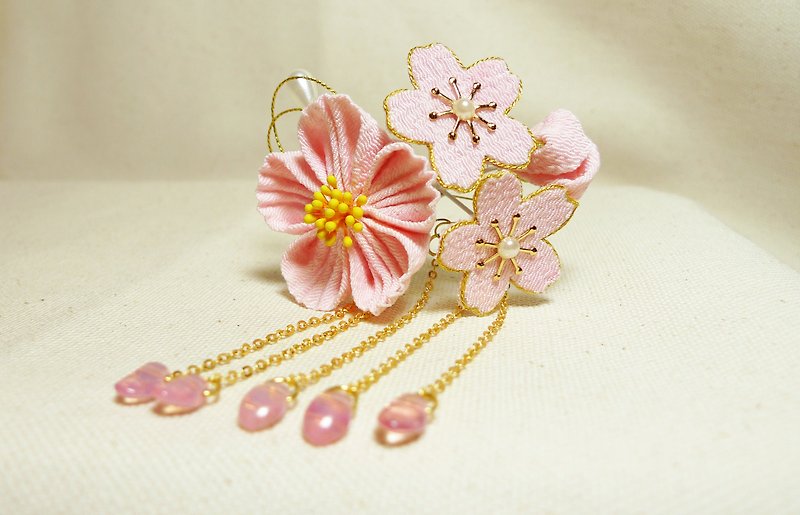 If Sakura. Narrow Myanmar. Zu ma late fine Japanese cloth flower hair accessories - Hair Accessories - Other Materials Pink