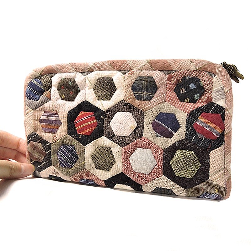 Handmade Patchwork plaid bag - Wallets - Other Materials Multicolor