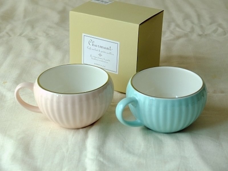 Japan IZAWA Charmant charming coffee Olay bowl + classical tsp group Aqua * Attach beautiful tray, the most suitable for the winter to a girl friend a small gift - Mugs - Other Materials Blue