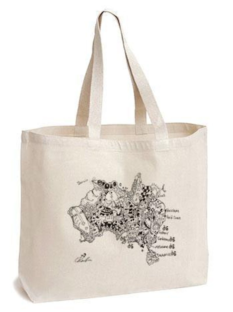 Tote bag-AUS bike trip - Messenger Bags & Sling Bags - Other Materials White
