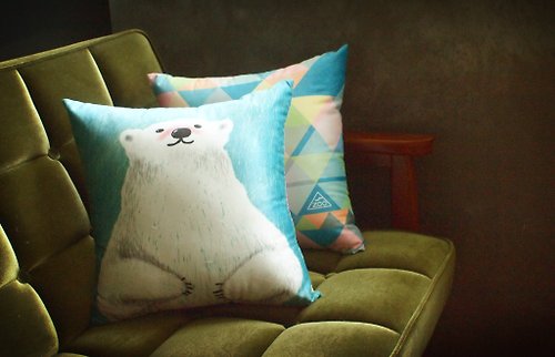月鹿島上的風景 動物園 | 大白熊 手繪 插畫 午睡枕 抱枕含枕芯 入厝禮物