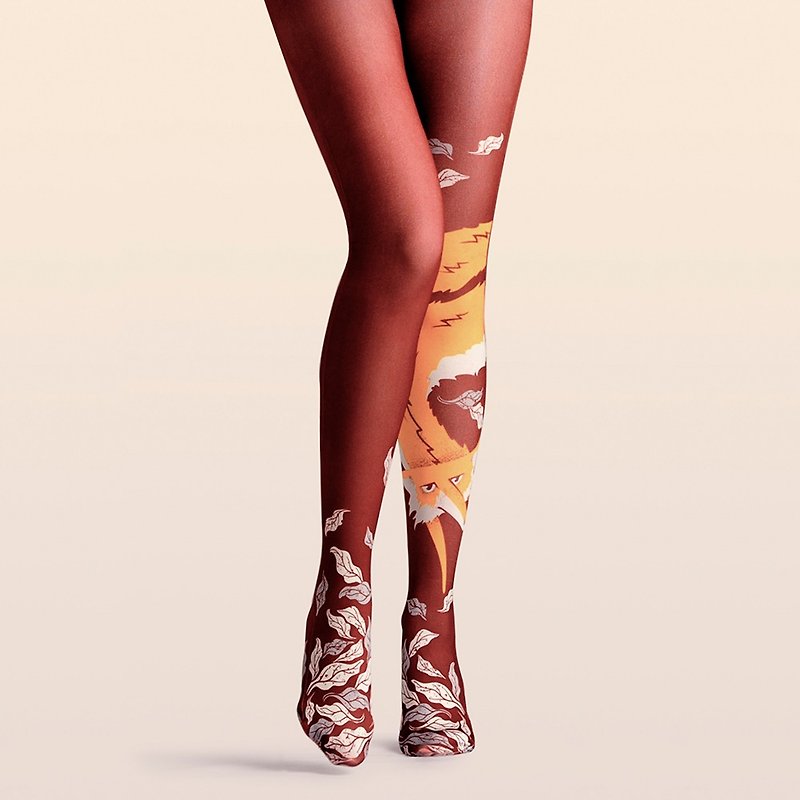 viken plan 設計師品牌 連褲襪 棉襪 創意絲襪 圖案絲襪 狐貍說 - 襪子 - 棉．麻 