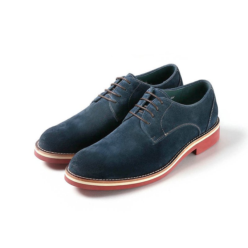 Vanger elegant beauty ‧ simple high-quality red base Derby Va173 suede blue - Men's Oxford Shoes - Genuine Leather Blue