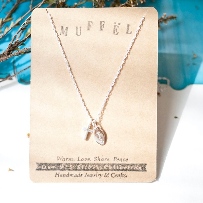 MUFFëL 925 Silver Cross Customized Necklace (with engraving service) - Chokers - Sterling Silver Gray
