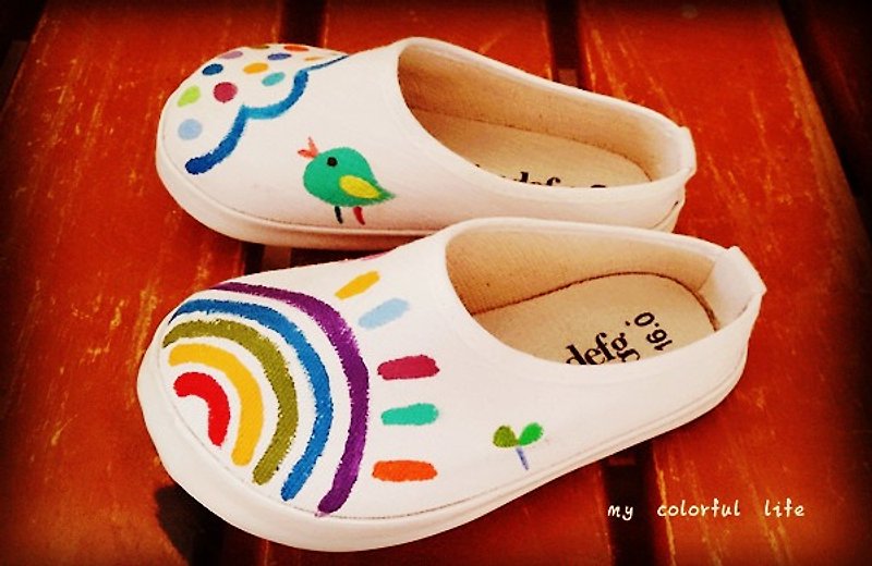 Summer Walking Hand-painted shoes | canvas towing (children) - Kids' Shoes - Acrylic Multicolor