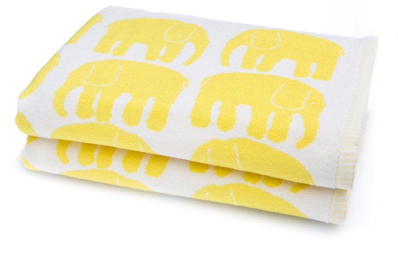 Finlayson 北歐大象浴巾(Laina Koskela芬蘭設計款) 情人節禮物 - 毛巾/浴巾 - 棉．麻 白色