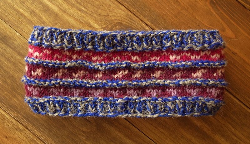 純羊毛手工編織頭帶/髮帶 藍紫 - 髮帶/頭箍 - 羊毛 紫色