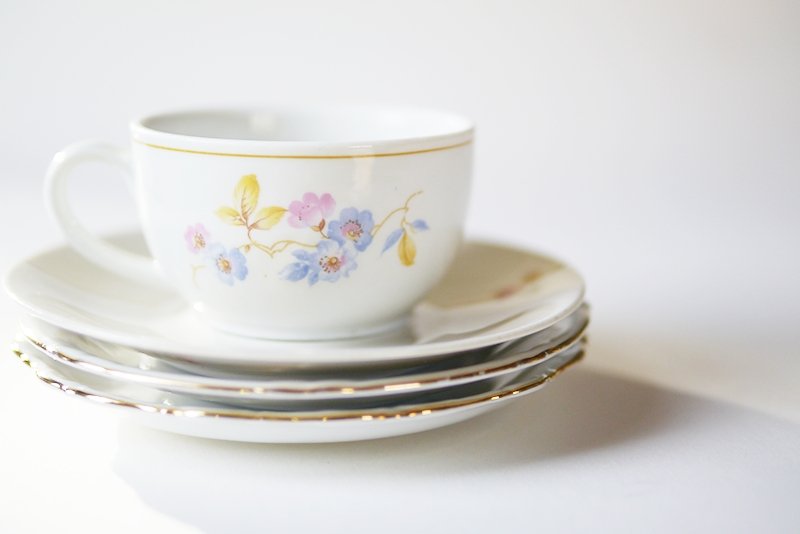 復古下午茶杯盤 - 德國 Vintage (免運) - 茶壺/茶杯/茶具 - 其他材質 黃色